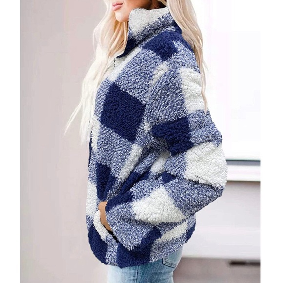 NWT Fleece Pullover Plaid Sweatshirt/Jacket - Picture 3 of 4